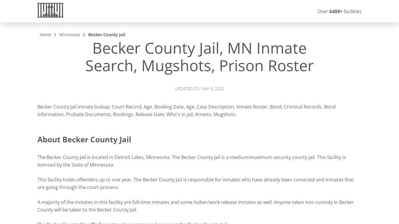 Becker County Jail, MN Inmate Search, Mugshots, Prison Roster